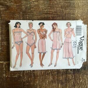 Vogue Sewing Pattern 9765 Slip Camisole Panties Teddy Half-Slip 16-22 L-XL UNCUT